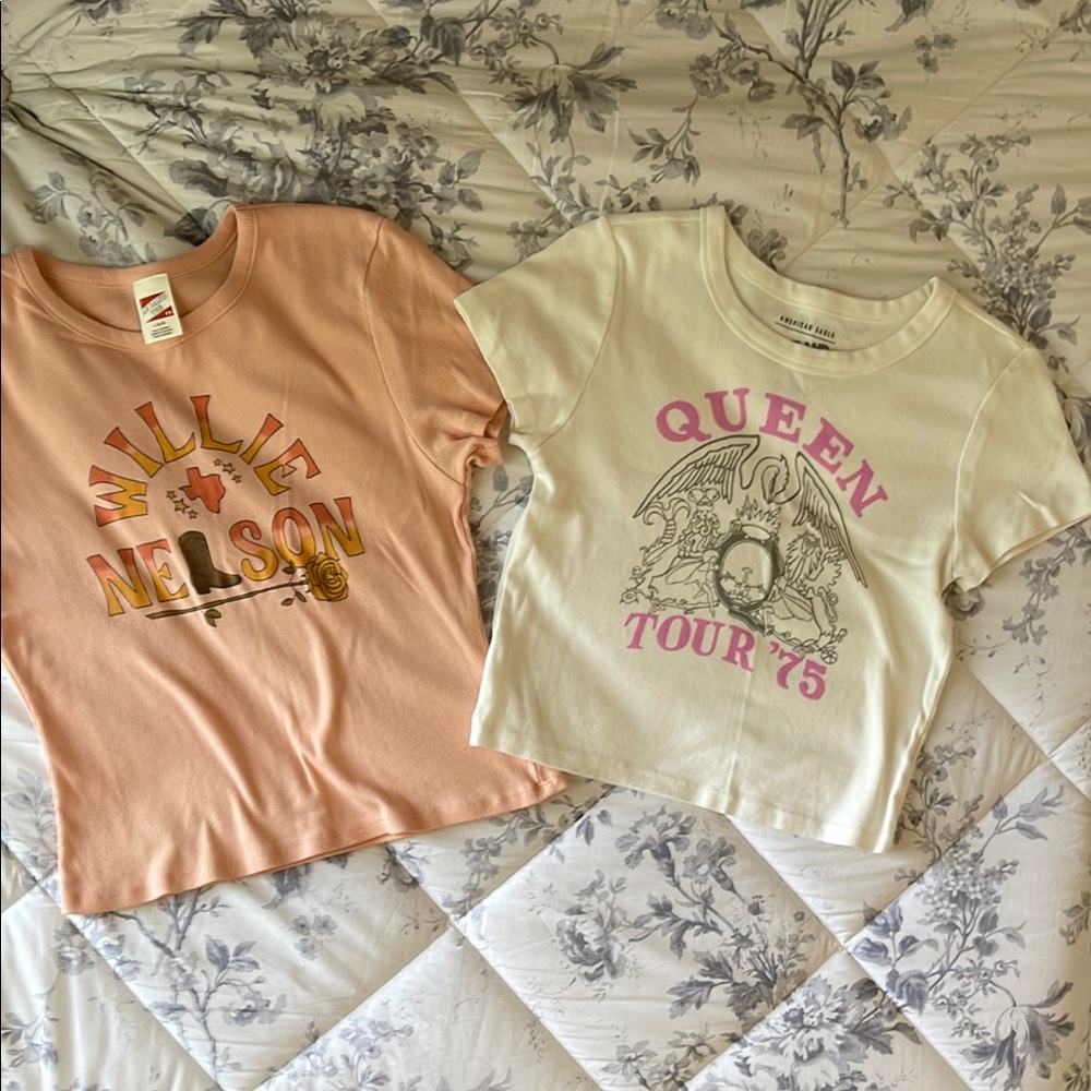 American Eagle AE band tees baby tee